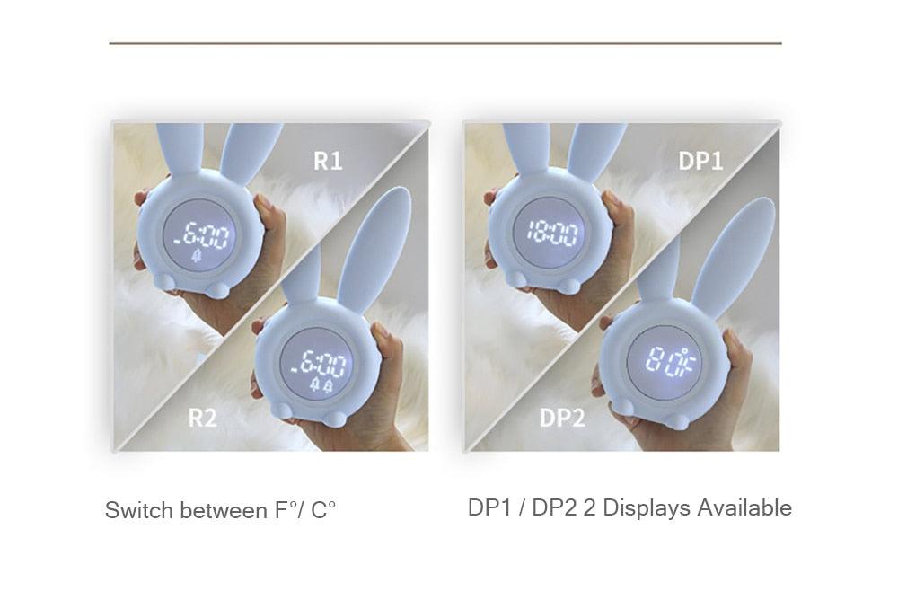 Stevvex bunny ear LED alarm clock for kids blue rabbit design touch control USB powered 2-box on Tampa Home & Garden Store