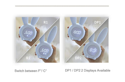 Stevvex bunny ear LED alarm clock for kids blue rabbit design touch control USB powered 2-box on Tampa Home & Garden Store