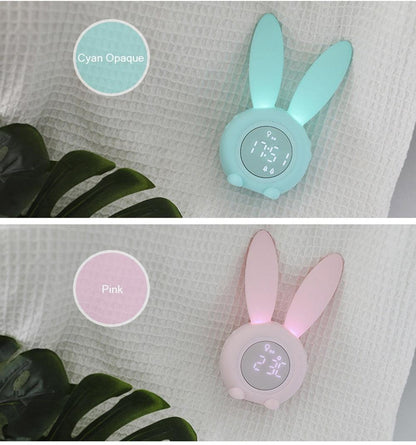 Stevvex bunny-ear LED alarm clocks in cyan and pink, touch control, USB power, 2 clocks on Tampa Home & Garden Store