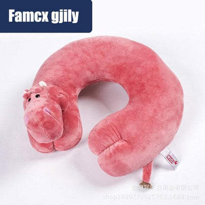 Cute Cartoon Animal U-shaped travel neck pillow by Stevvex with attached stuffed head for adults on Tampa Home & Garden Store