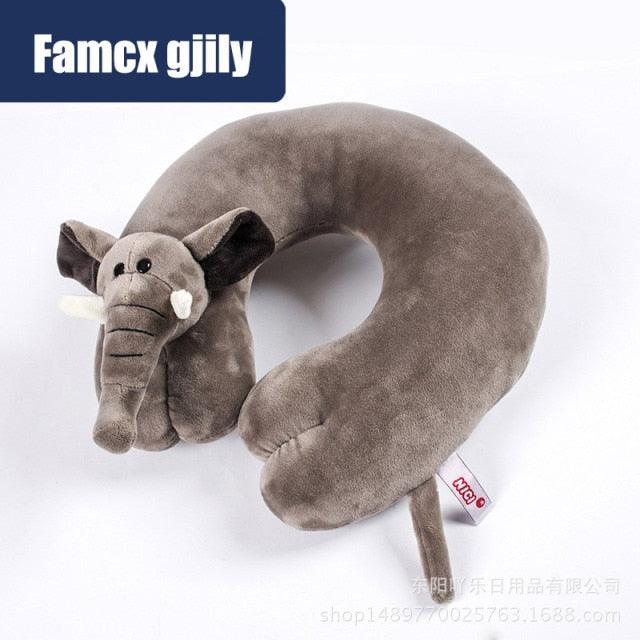 Stevvex brown plush elephant U-shaped memory travel neck pillow for car, plane, and office on Tampa Home & Garden Store