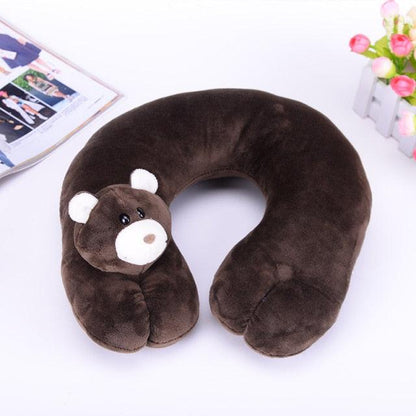Stevvex plush brown bear U-shaped travel neck pillow for adults and kids on Tampa Home & Garden Store