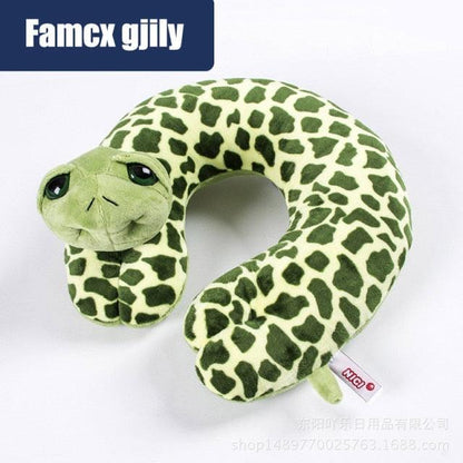 Travel neck pillow Stevvex plush green leopard-print U-shaped animal headrest for car on Tampa Home & Garden Store