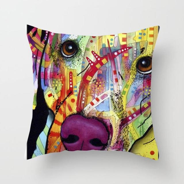 Cute Dog Peachskin Pillowcase Cover 45x45cm vibrant abstract dog painting Stevvex on Tampa Home & Garden Store