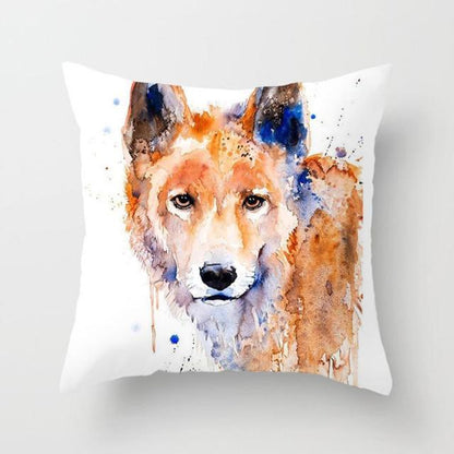 Cute Dog Peachskin Pillowcase Cover watercolor dog on cotton-linen 45x45cm Stevvex on Tampa Home & Garden Store