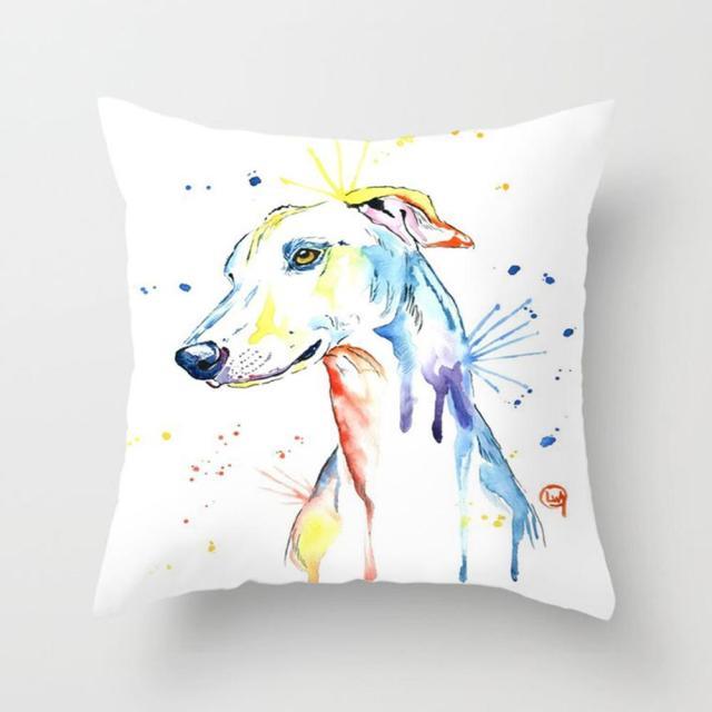 Pillowcase cover Stevvex, cotton-linen dog painting watercolor puppy, 45x45cm on Tampa Home & Garden Store