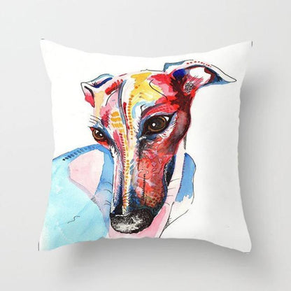Pillowcase Stevvex dog painting peachskin 45x45cm cotton linen cushion cover on Tampa Home & Garden Store