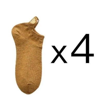 Cute heart design ankle socks, cotton tan, 4 pairs on Tampa Home & Garden Store