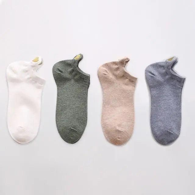 Cute Heart Design 4-Pair Ankle Socks by Stevvex in white, olive, blush, and blue on Tampa Home & Garden Store