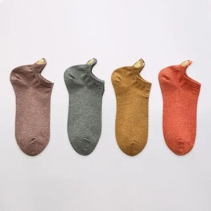 Stevvex women's ankle socks four-pack in pink, gray, mustard and coral cotton on Tampa Home & Garden Store