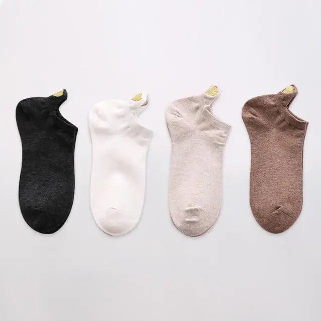 Stevvex cotton ankle socks 4-pair set in black, white, light gray, and brown on Tampa Home & Garden Store