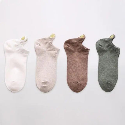 Stevvex ankle socks 4-pair set in white, beige, brown and gray-green cotton blend on Tampa Home & Garden Store