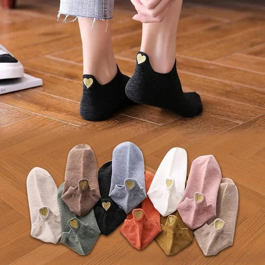 Heart-design ankle socks by Stevvex, 4 pairs in assorted colors, cotton blend on Tampa Home & Garden Store