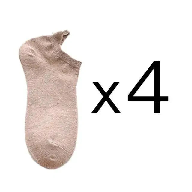 Cute heart design ankle socks Stevvex beige cotton 4 pairs on Tampa Home & Garden Store