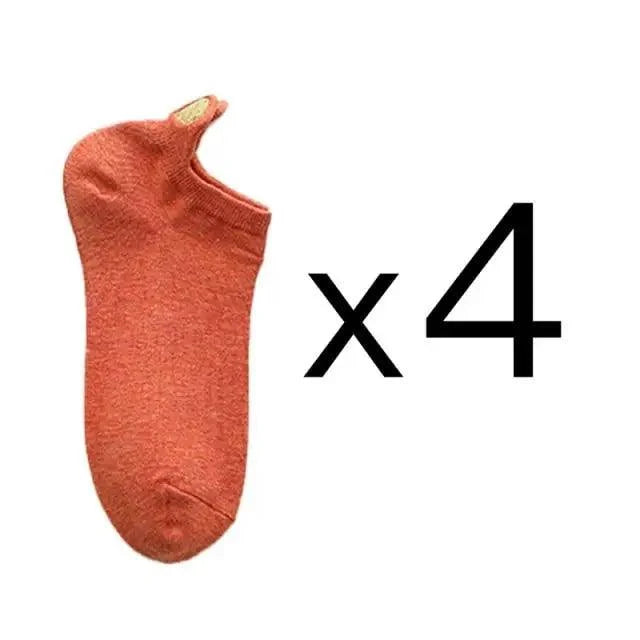 Ankle socks orange cotton 4-pack for women casual daily wear on Tampa Home & Garden Store