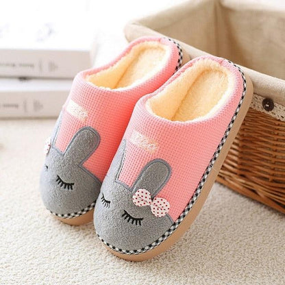 Slippers Stevvex pink bunny-face indoor slippers for women, fluffy fleece lining, bow detail on Tampa Home & Garden Store