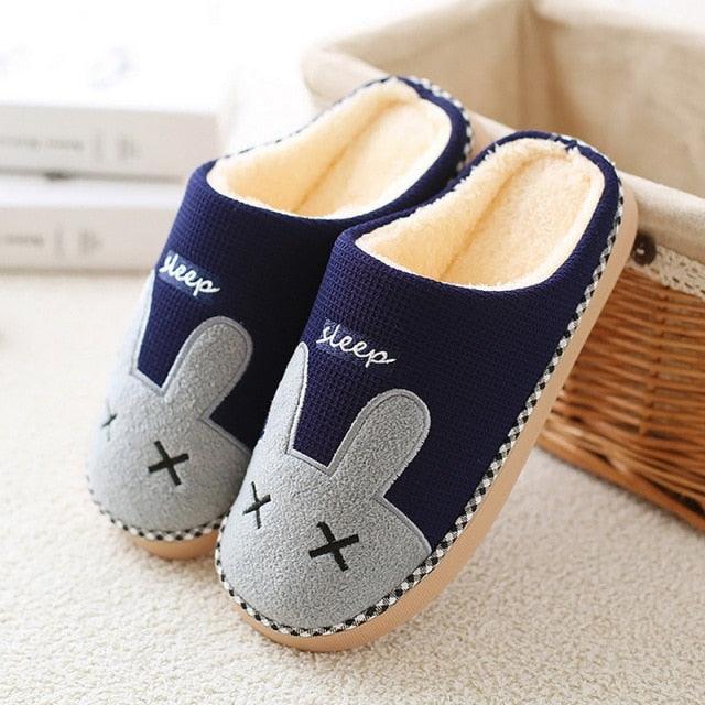Stevvex women's purple knit slippers pair with plush cream fleece lining and bunny face on Tampa Home & Garden Store