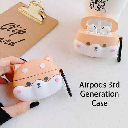 AirPods case Shaketea Shiba Inu peach/orange, 3rd Gen compatible, set of 2 with carabiner on Tampa Home & Garden Store