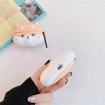 airpods case Shiba Inu peach white silicone by Shaketea for 3rd Gen or Pro with black strap on Tampa Home & Garden Store