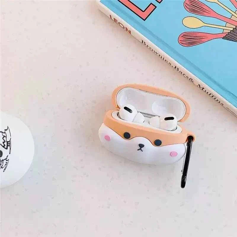 Shaketea AirPods case cover Shiba Inu design peach-beige with white black strap on Tampa Home & Garden Store