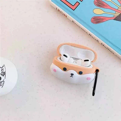 Shaketea AirPods case cover Shiba Inu design peach-beige with white black strap on Tampa Home & Garden Store