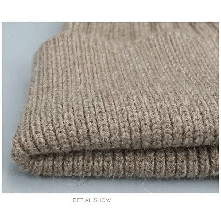 Beanie Stevvex ribbed knit beige detail for adults and kids on Tampa Home & Garden Store