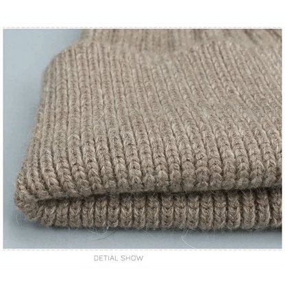 Beanie Stevvex ribbed knit beige detail for adults and kids on Tampa Home & Garden Store