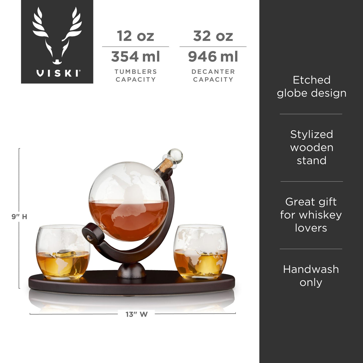 Frosted Globe Decanter and Whiskey Tumblers