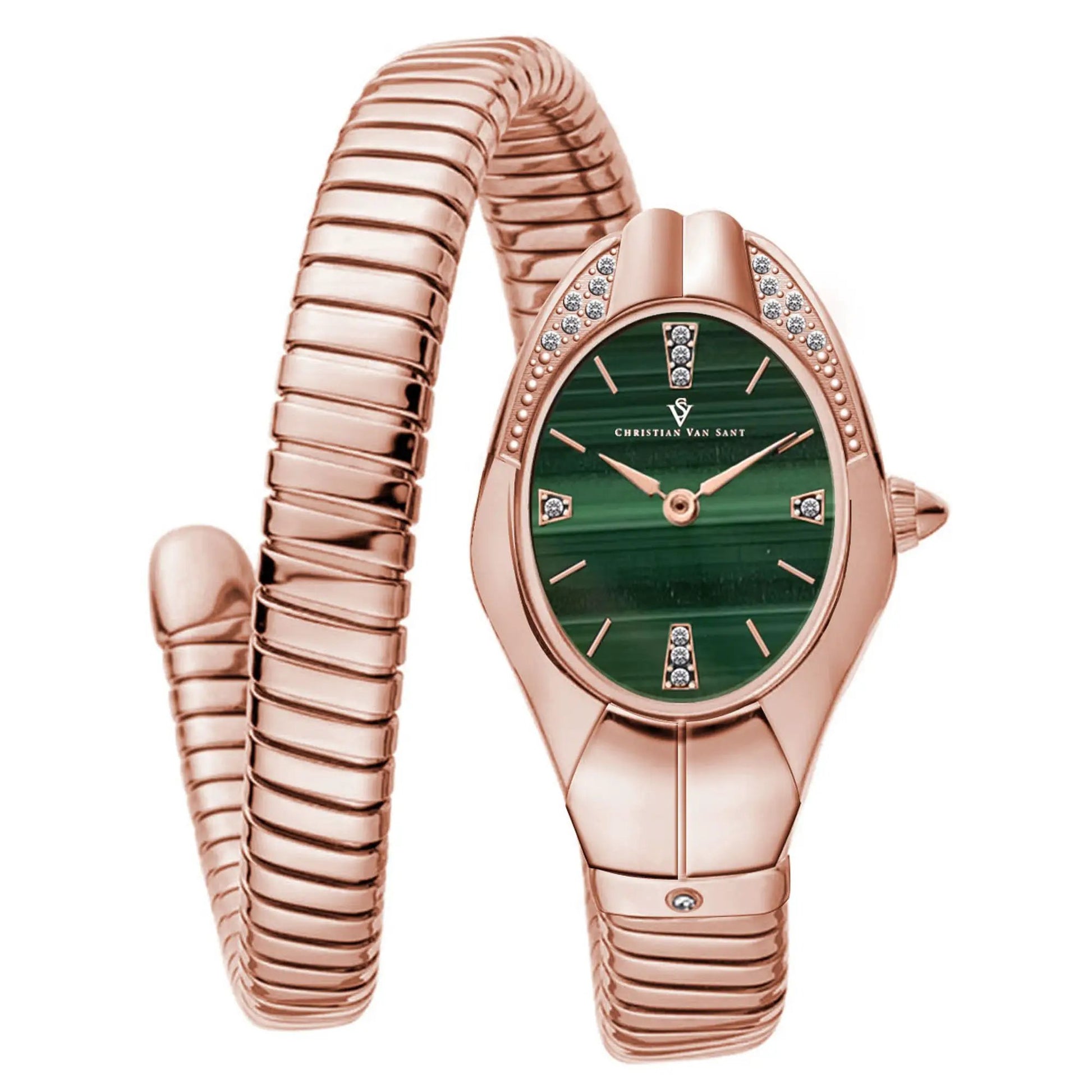 Christian Van Sant Naga rose-gold watch with green dial; 2-piece coiled bracelet on Tampa Home & Garden Store