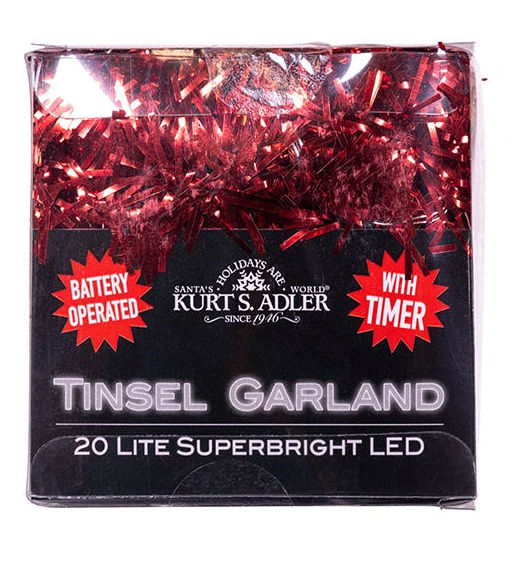 Guirnalda de oropel iluminada - Funciona con pilas - Roja