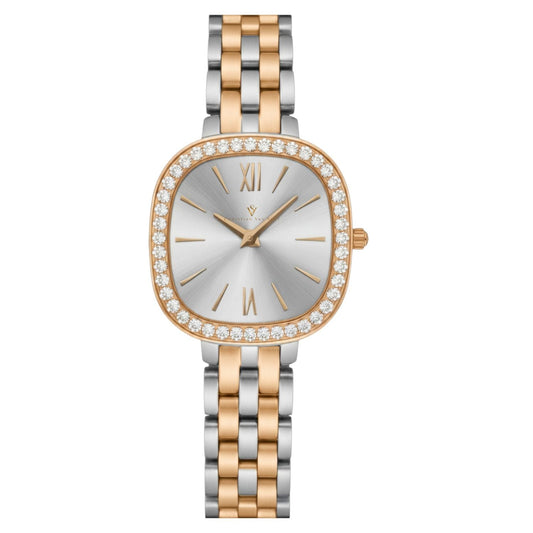 Christian Van Sant Rivoli two-tone rose gold and silver watch with diamond bezel on Bids.com on Tampa Home & Garden Store