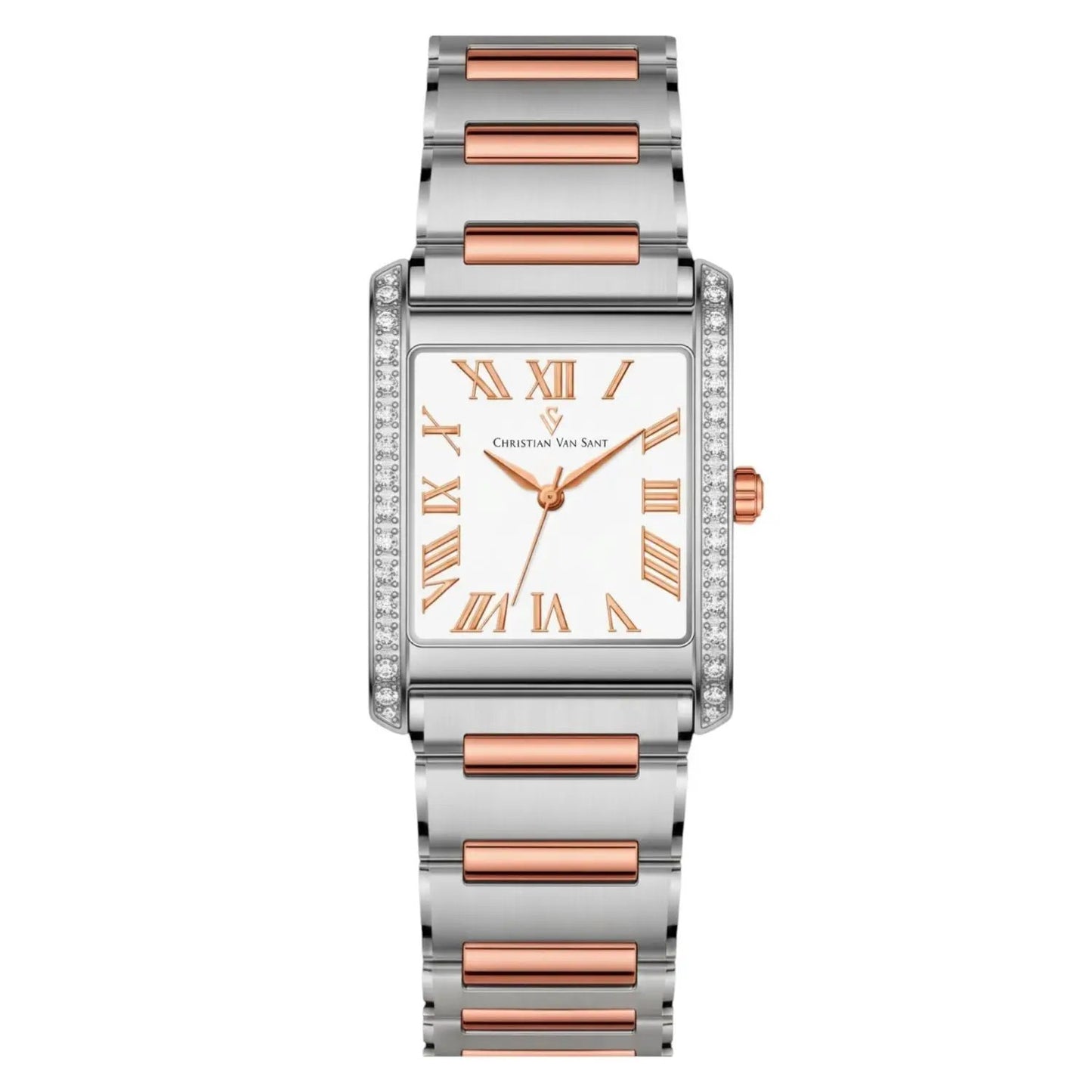 Christian Van Sant Atelier women's two-tone watch with rose-gold accents and diamond bezel on Tampa Home & Garden Store
