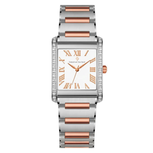 Christian Van Sant Atelier women's two-tone watch with rose-gold accents and diamond bezel on Tampa Home & Garden Store