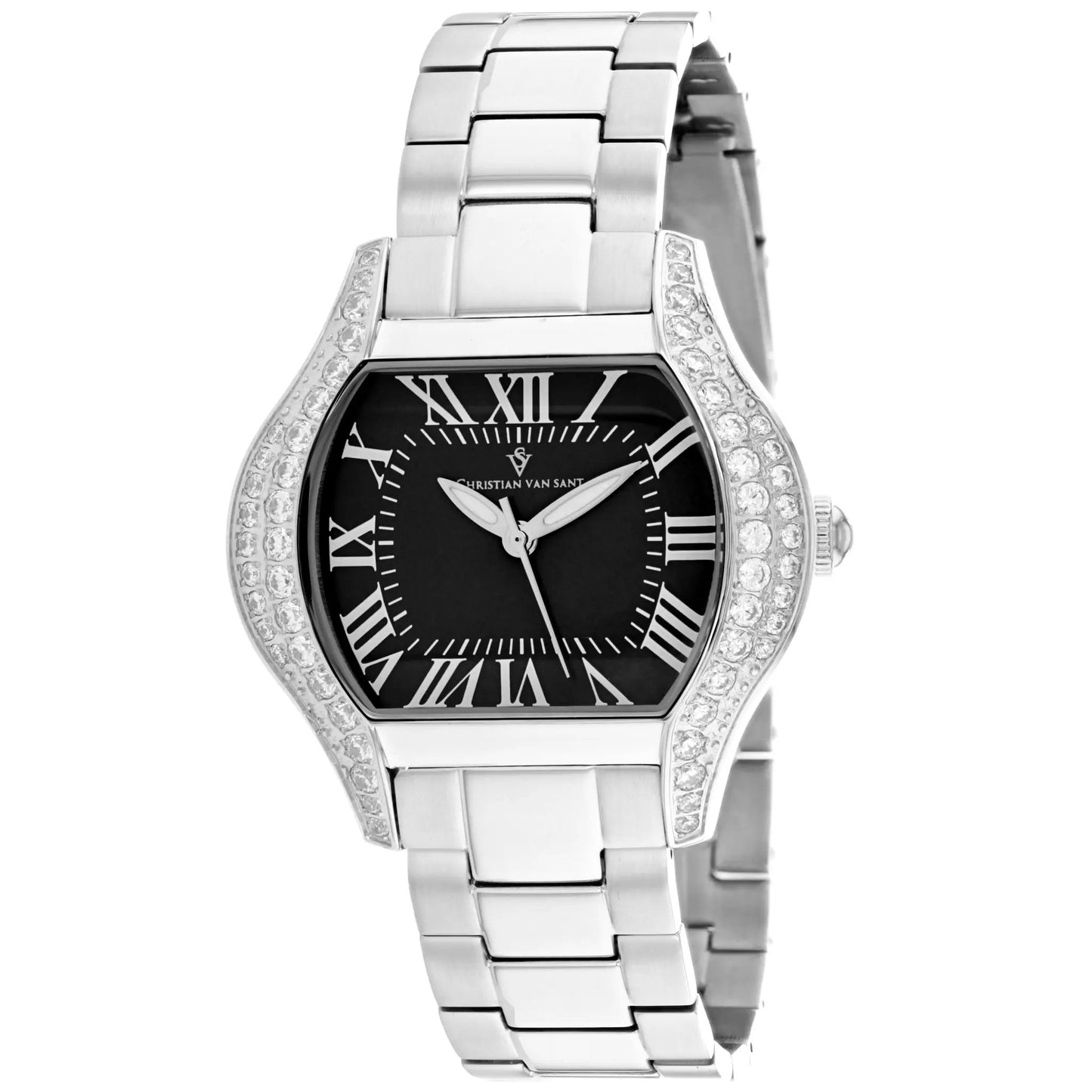 Christian Van Sant Women's Bianca watch with diamond bezel and silver stainless steel bracelet on Tampa Home & Garden Store