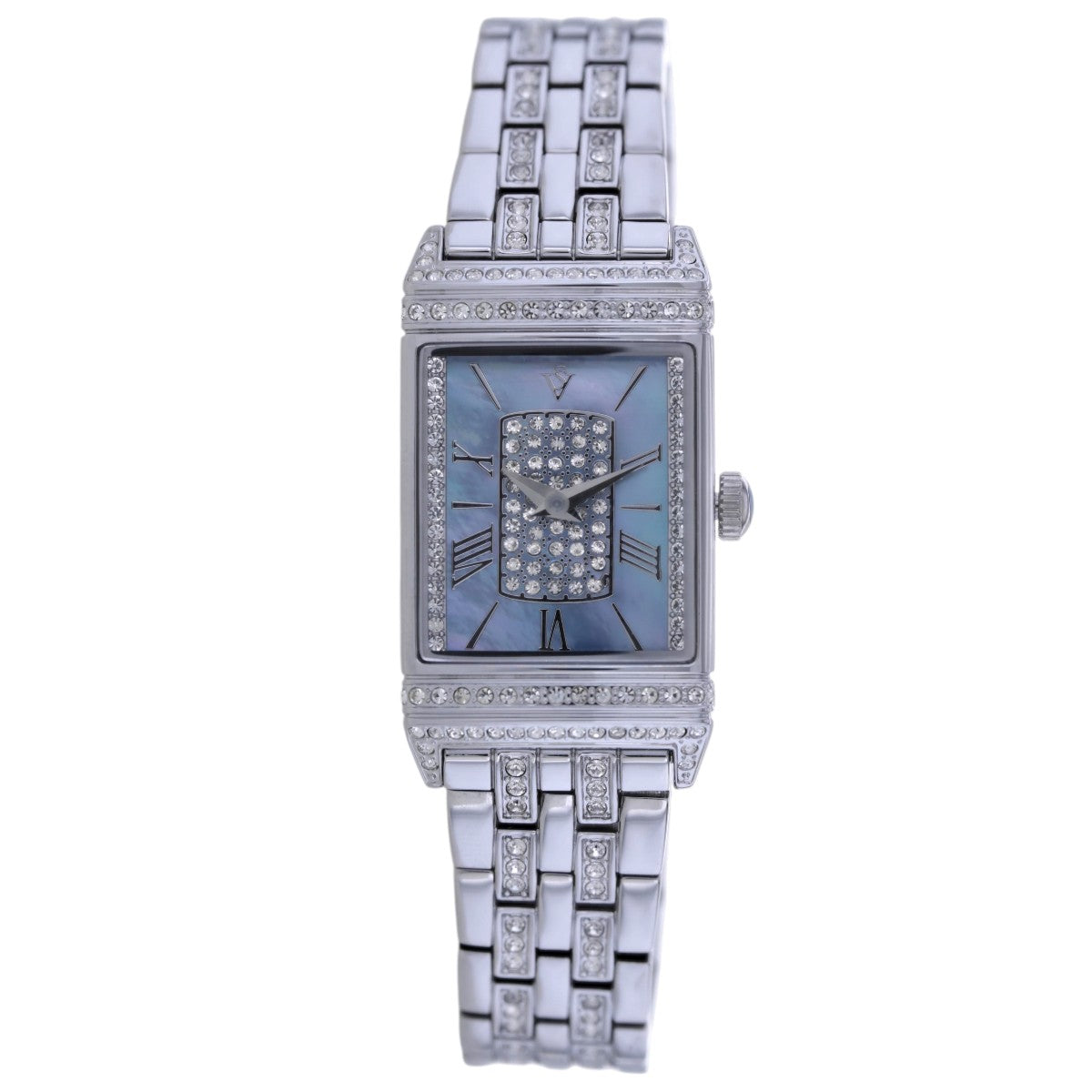 Christian Van Sant Amara watch, silver-tone rectangular case with diamond accents and blue dial by Bids.com on Tampa Home & Garden Store