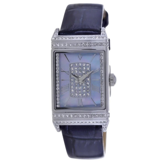 Christian Van Sant Amara watch with silver case, crystal bezel, lilac dial, leather strap on Tampa Home & Garden Store