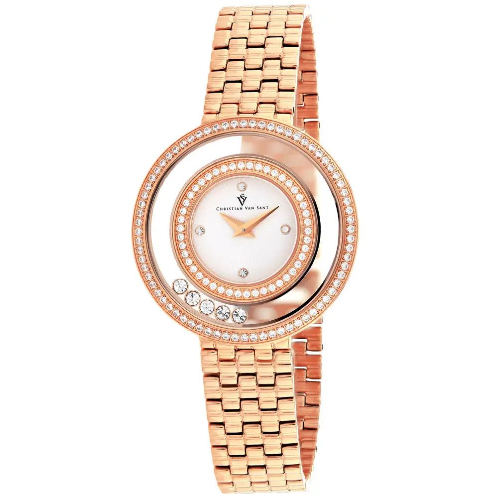 Christian Van Sant Gracieuse women's rose-gold watch with crystal bezel and bracelet on Tampa Home & Garden Store