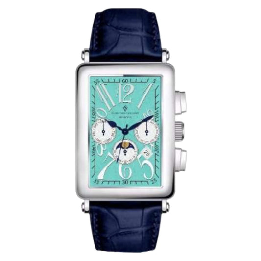 Christian Van Sant Prodigy watch by Bids.com turquoise dial, silver case, blue leather strap on Tampa Home & Garden Store