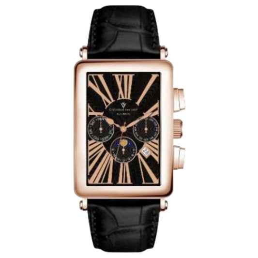 Christian Van Sant Prodigy men's watch with rose-gold case, black dial, leather strap on Tampa Home & Garden Store