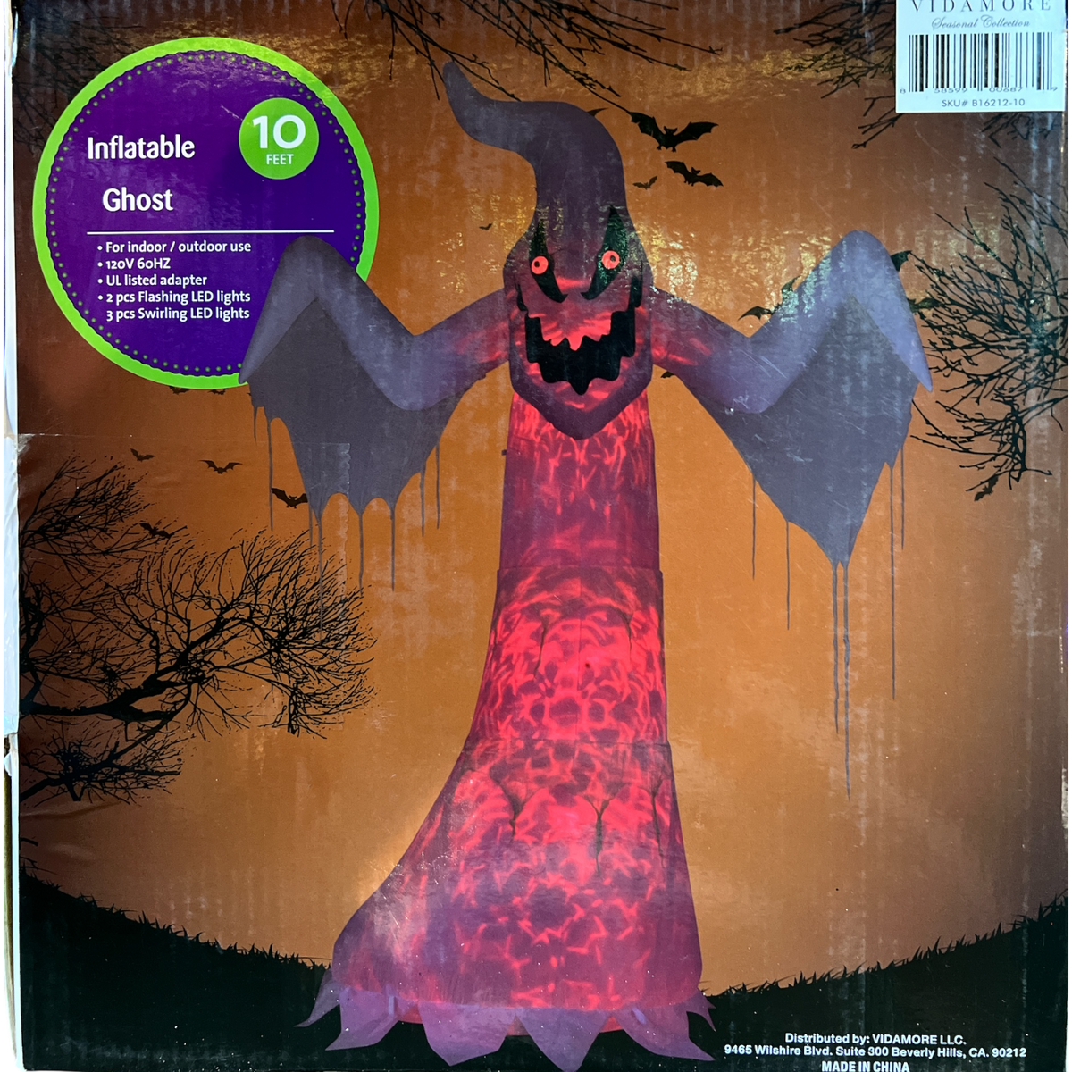 10 ft LED ghost self-inflating prop for Halloween decor on Tampa Home & Garden Store