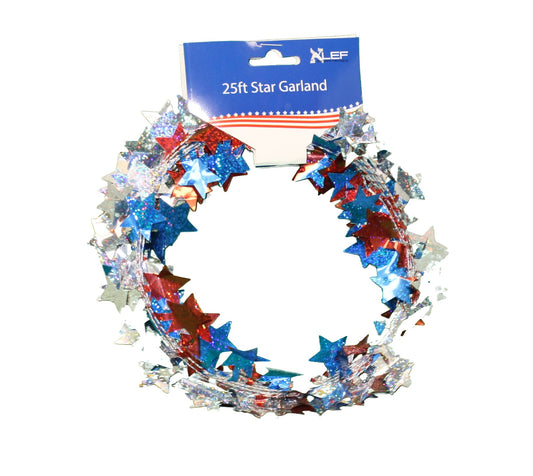 Guirlande d'étoiles patriotiques pailletées