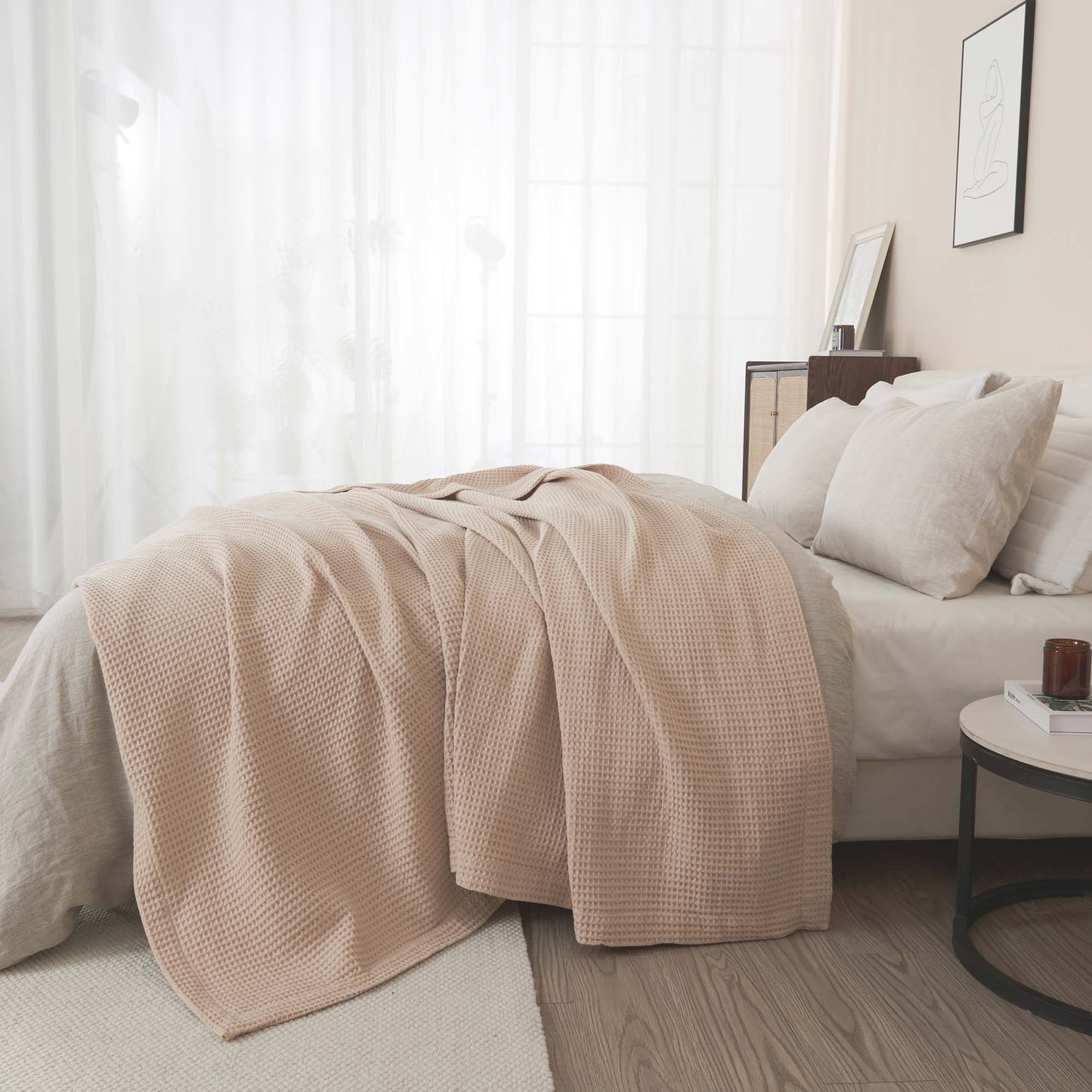 Organic Cotton And Waffle Weave Throw Blanket