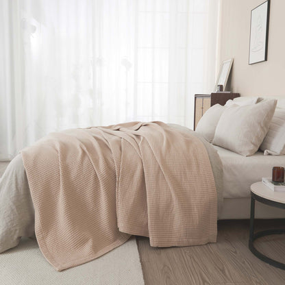 Organic Cotton And Waffle Weave Throw Blanket
