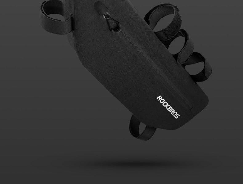 RockBros black top-tube bike frame bag, waterproof with zipper pocket and adjustable straps on Tampa Home & Garden Store