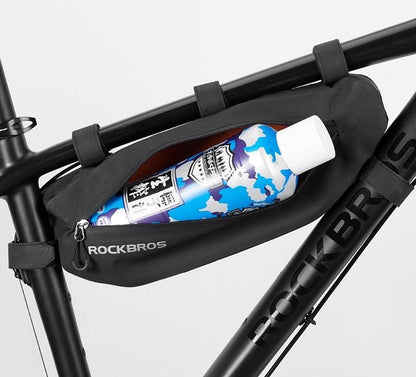 Top tube bike bag, black waterproof frame pouch with zip, ROCKBROS logo on Tampa Home & Garden Store