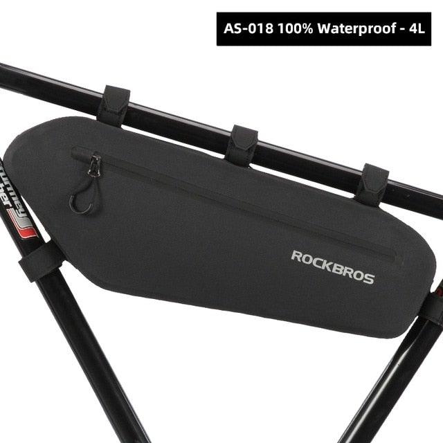 Top-tube bicycle bag RockBros black waterproof 4L frame bag on Tampa Home & Garden Store