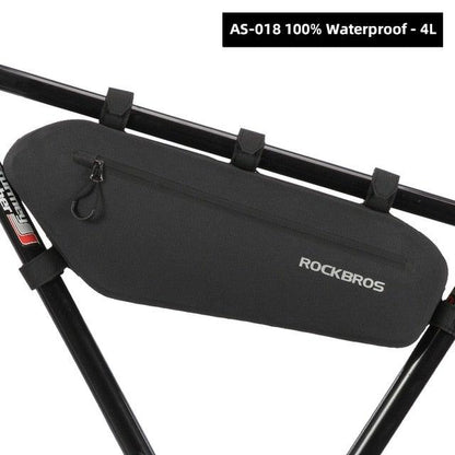 Top-tube bicycle bag RockBros black waterproof 4L frame bag on Tampa Home & Garden Store