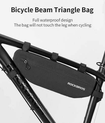 Top tube bike frame bag, waterproof, black RockBros front pouch for cycling accessories on Tampa Home & Garden Store