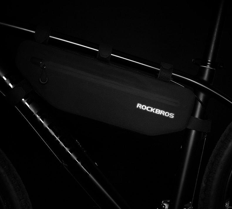 ROCKBROS black under top tube bike frame bag, waterproof compact front storage pouch on Tampa Home & Garden Store