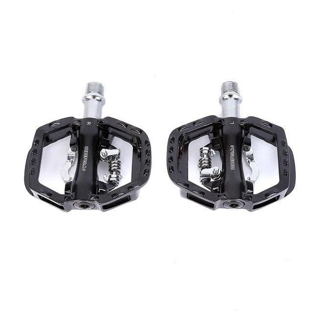 Stevvex clipless bicycle pedals, black aluminum with silver springs, pair for road mountain on Tampa Home & Garden Store